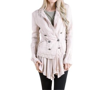 Free People Rose Layered Ruffle Blazer Linen Size Medium